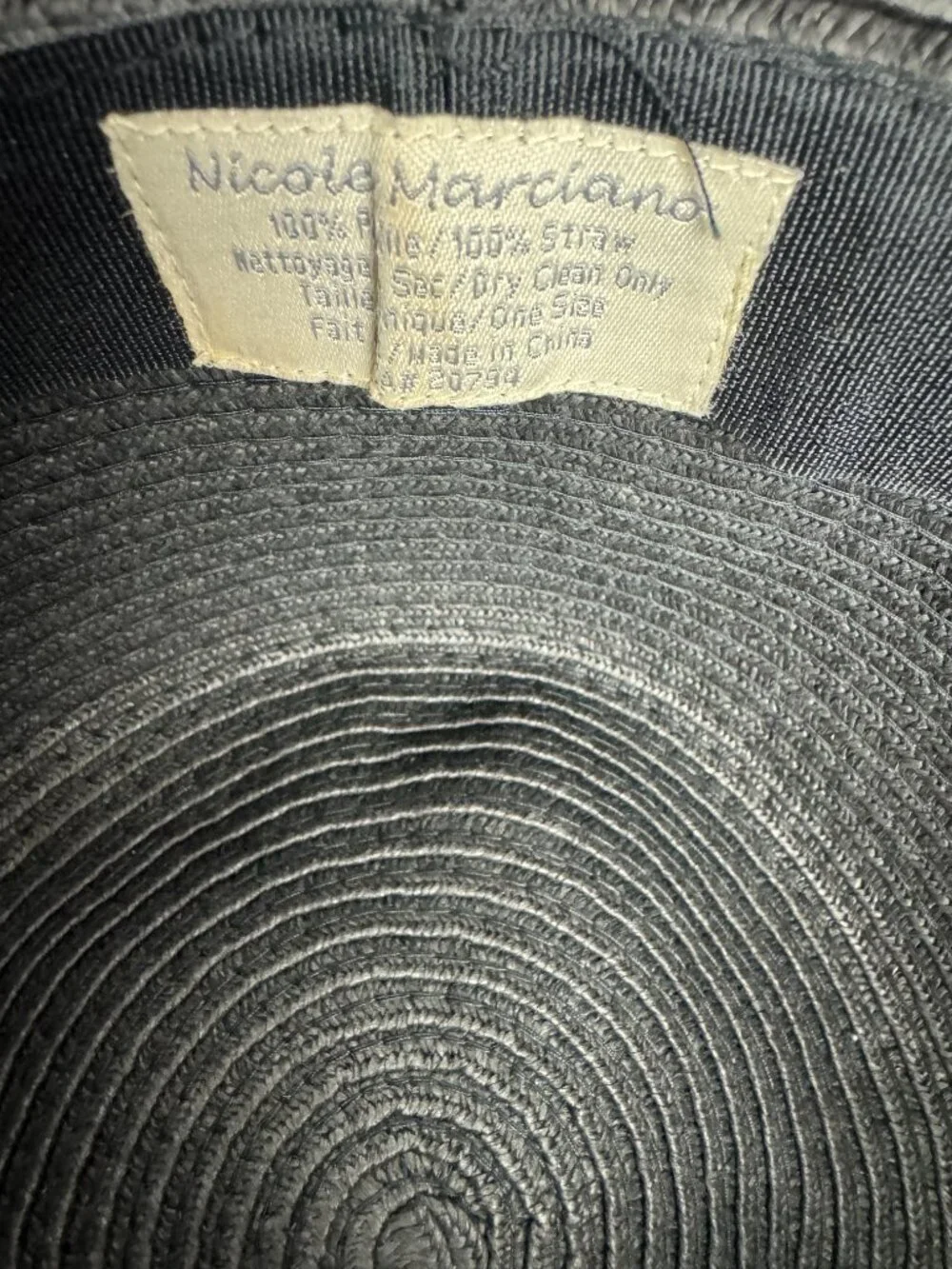 Nicole Marciano Sun Black Floppy 100% Straw Hat Brim